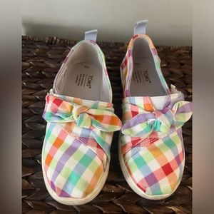 Tiny Tom’s Sz 11 Plaid Bow Alpargatas, w/ Velcro closure